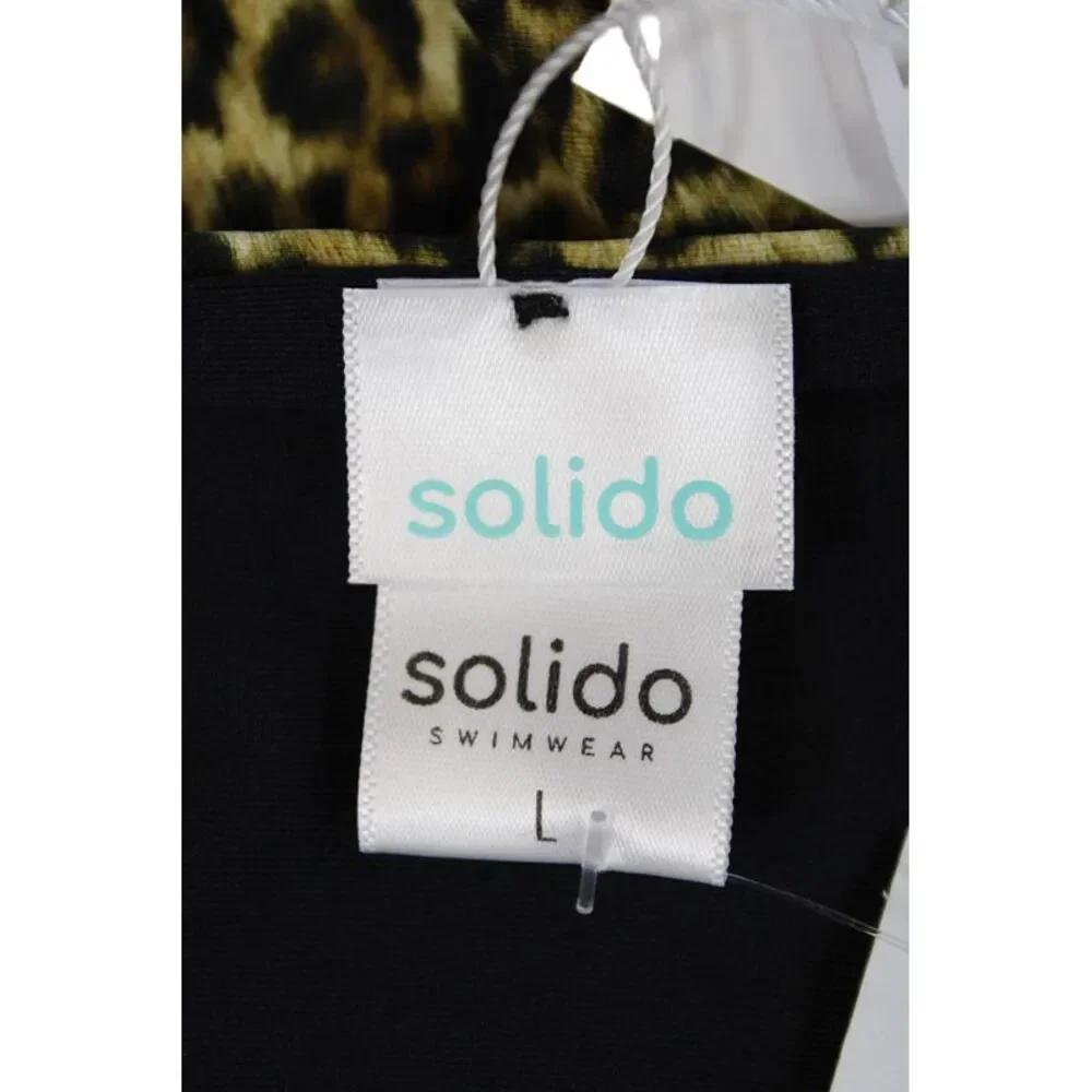 Solido Womens Swimwear Animal Print High-Waisted Bikini Bottom Brown Size L